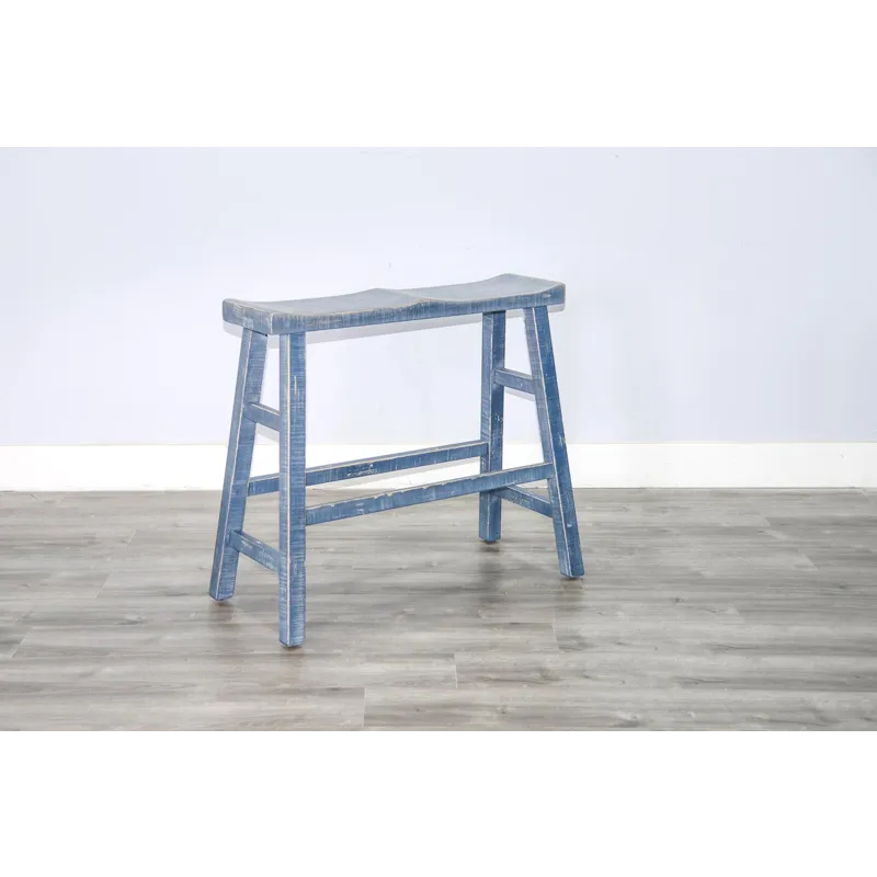 MARINA Ocean Blue 30"H Bench, Wood Seat