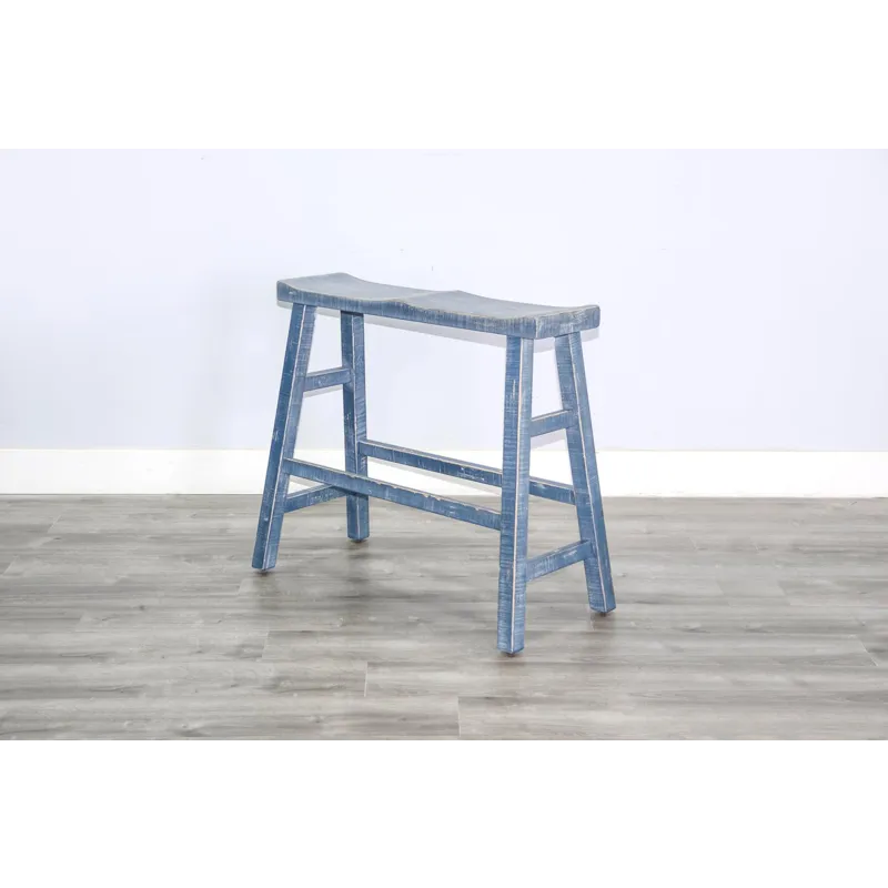 MARINA Ocean Blue 30"H Bench, Wood Seat