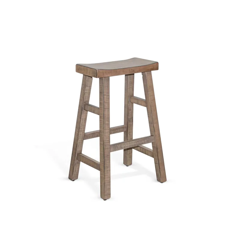MARINA Beach Pebble 30"H Saddle Seat Stool, Wood Seat