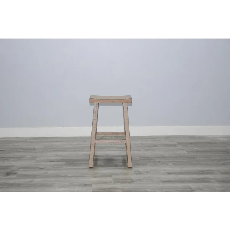 MARINA Beach Pebble 30"H Saddle Seat Stool, Wood Seat