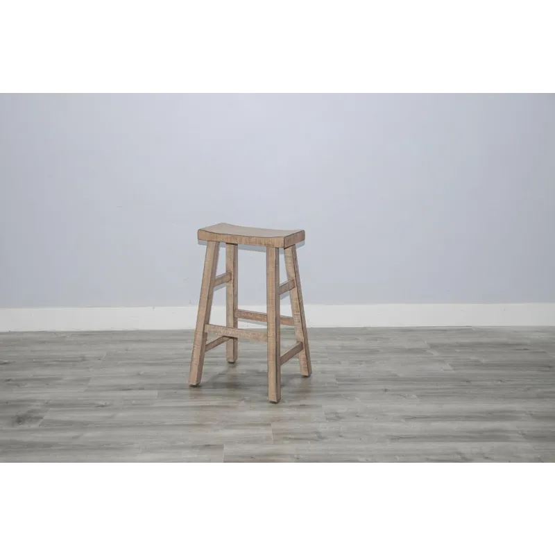 MARINA Beach Pebble 30"H Saddle Seat Stool, Wood Seat