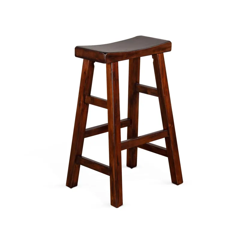 30"H Santa Fe Saddle Seat Stool, Wood Seat
