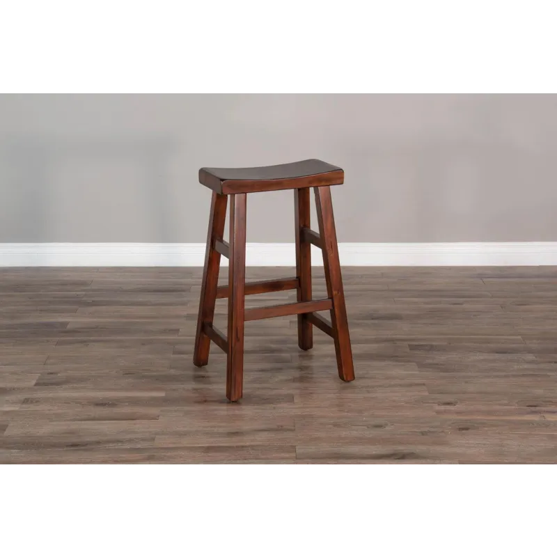 30"H Santa Fe Saddle Seat Stool, Wood Seat