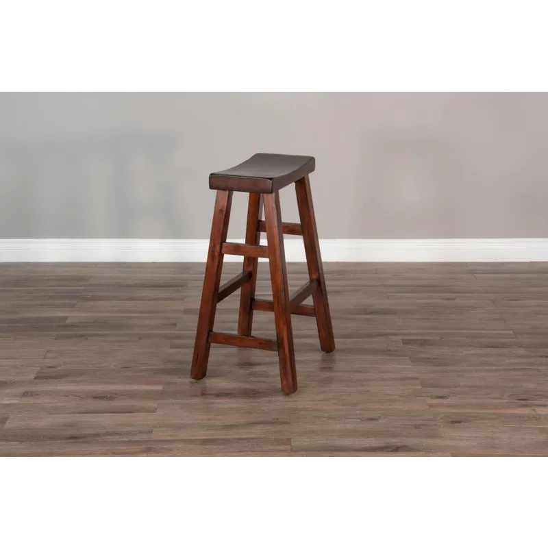 30"H Santa Fe Saddle Seat Stool, Wood Seat