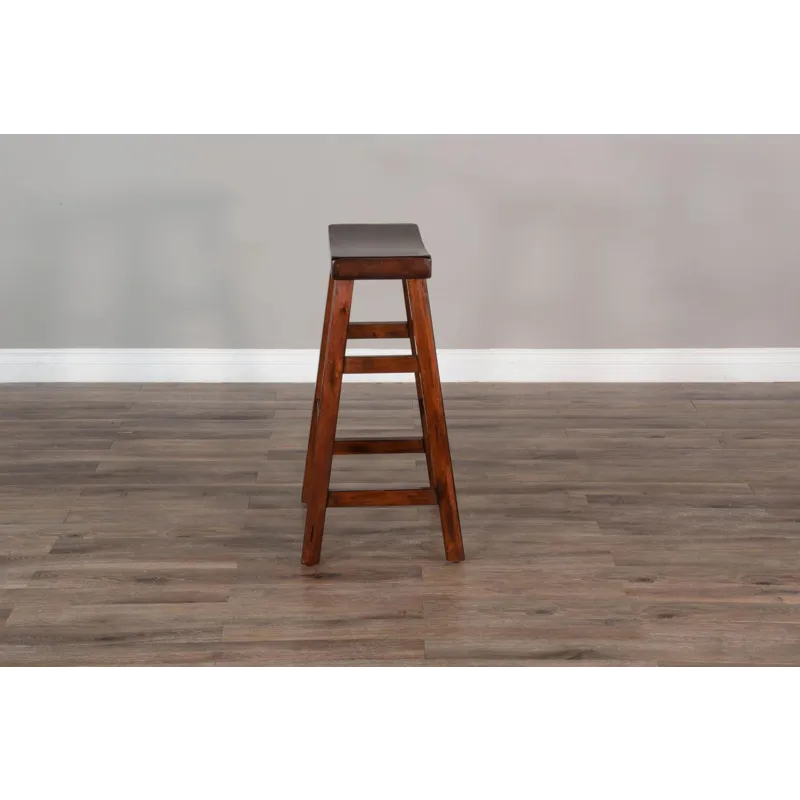 30"H Santa Fe Saddle Seat Stool, Wood Seat