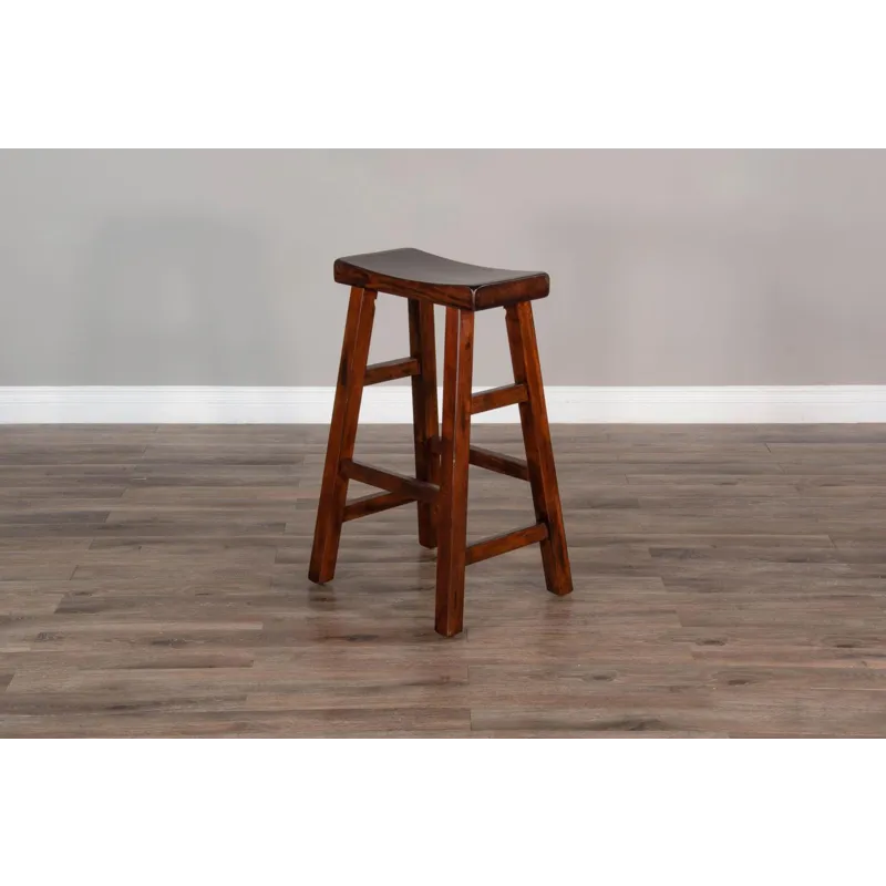 30"H Santa Fe Saddle Seat Stool, Wood Seat