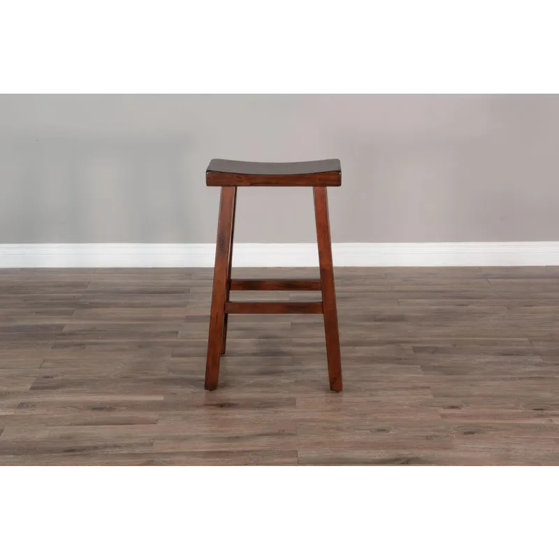 30"H Santa Fe Saddle Seat Stool, Wood Seat