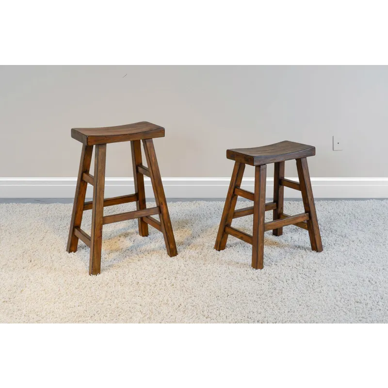 30"H Santa Fe Saddle Seat Stool, Wood Seat