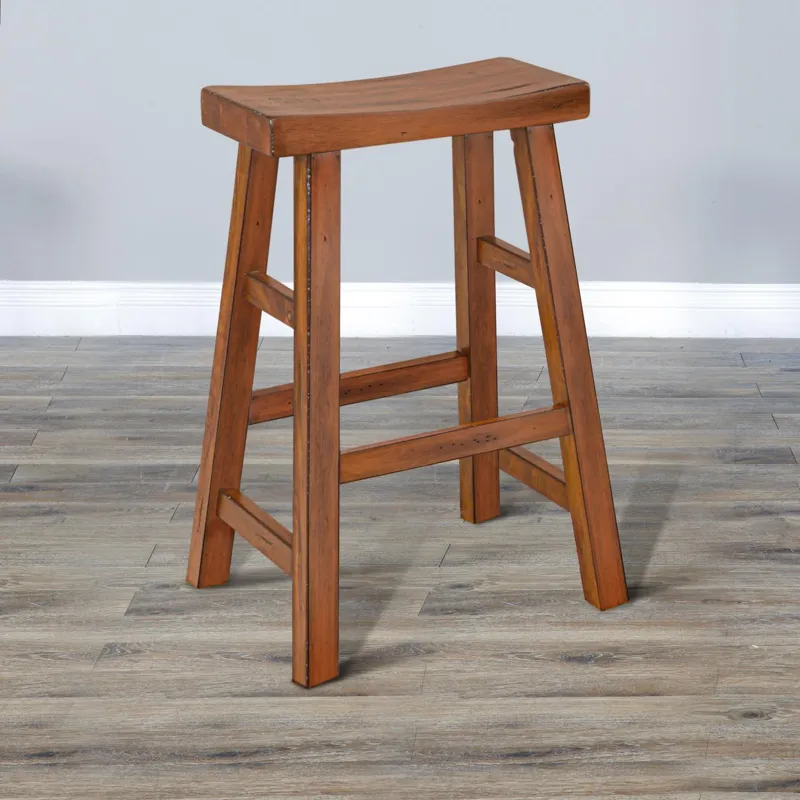 30"H Sedona Saddle Seat Stool, Wood Seat
