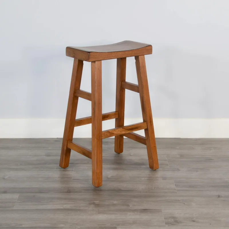 30"H Sedona Saddle Seat Stool, Wood Seat