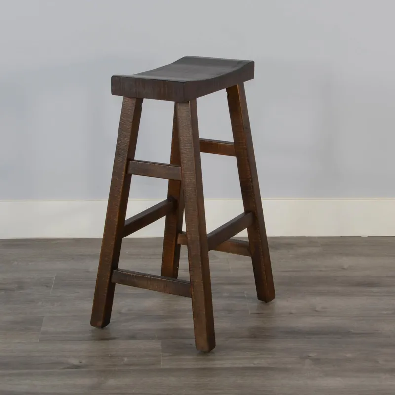 HOMESTEAD 30"H Saddle Seat Stool, Wood Seat