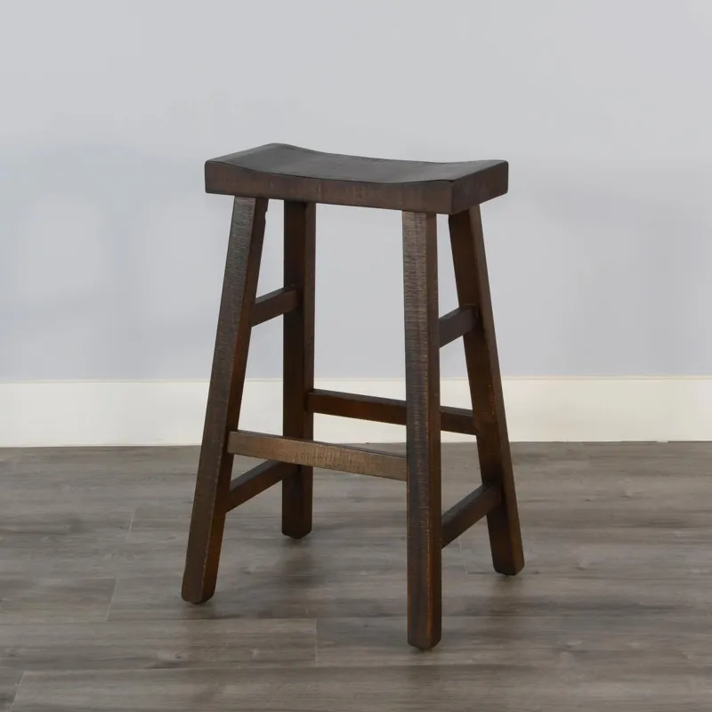 HOMESTEAD 30"H Saddle Seat Stool, Wood Seat