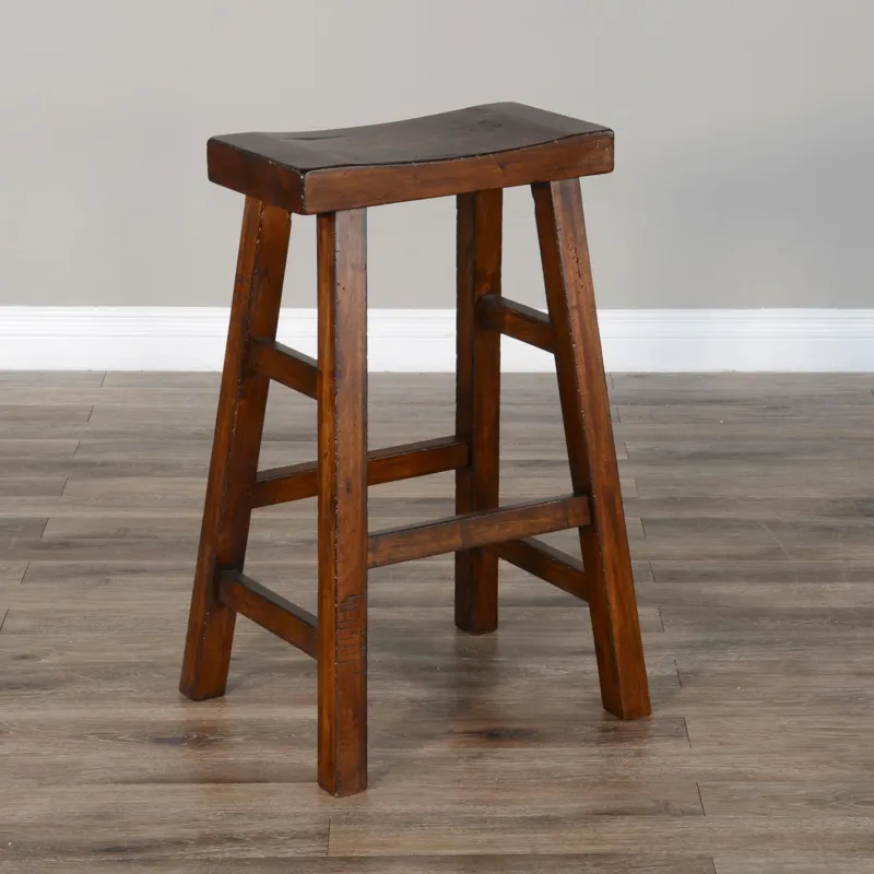 30"H Tuscany Saddle Seat Stool, Wood Seat