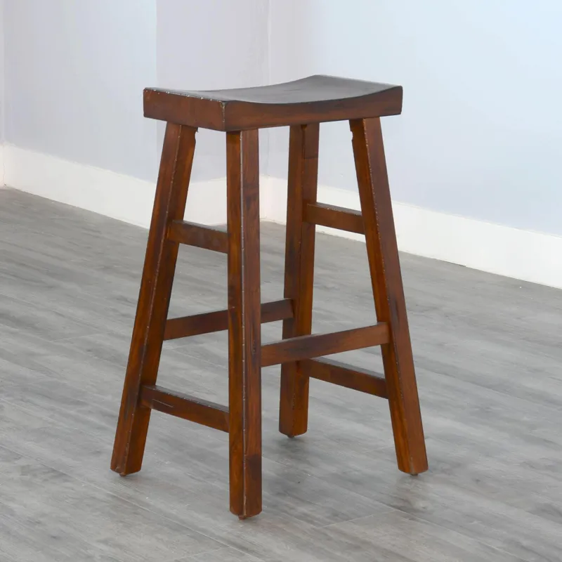 30"H Tuscany Saddle Seat Stool, Wood Seat