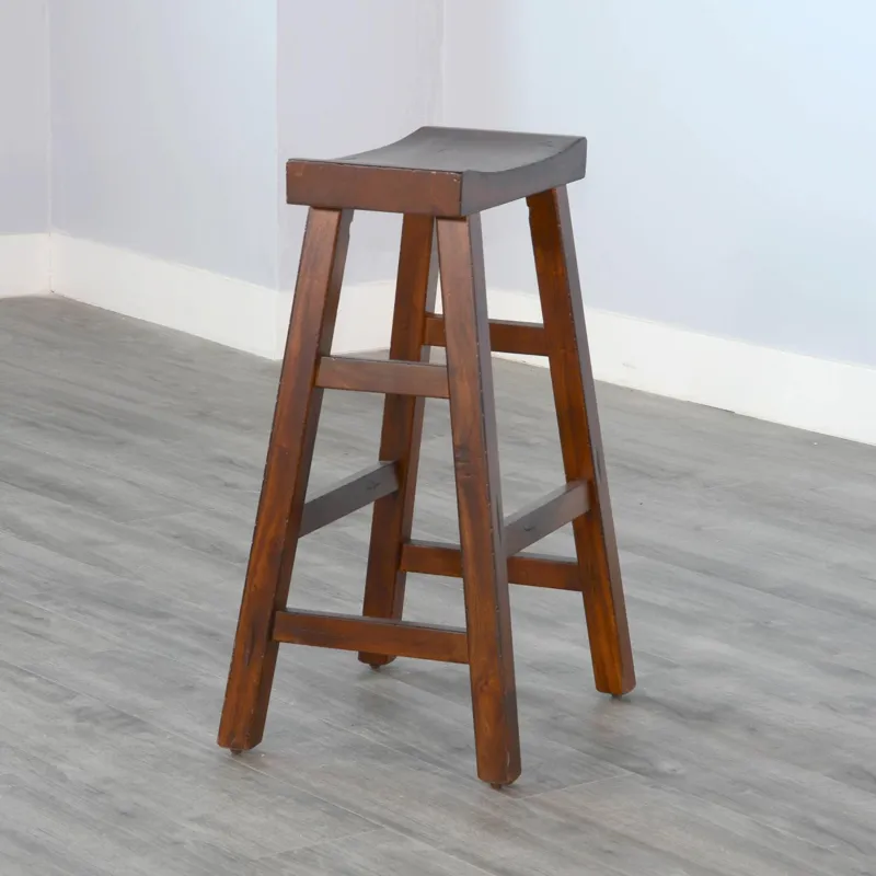 30"H Tuscany Saddle Seat Stool, Wood Seat