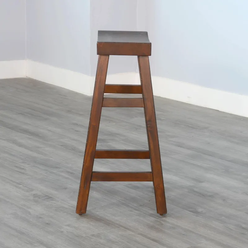 30"H Tuscany Saddle Seat Stool, Wood Seat