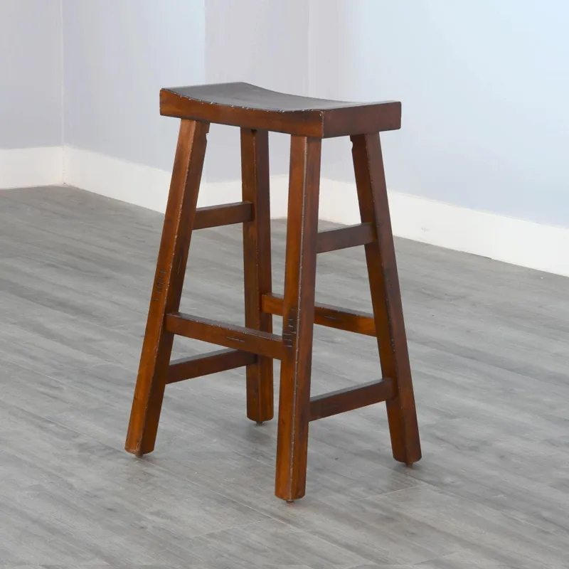 30"H Tuscany Saddle Seat Stool, Wood Seat