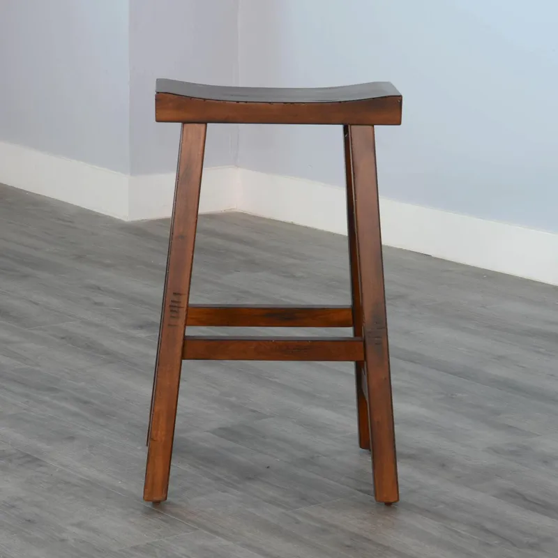 30"H Tuscany Saddle Seat Stool, Wood Seat
