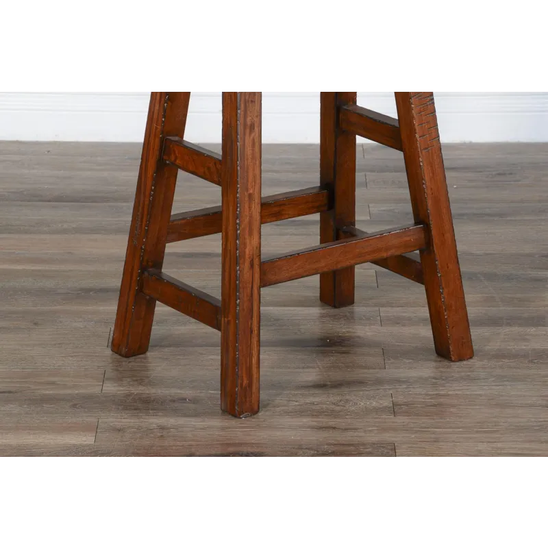 30"H Tuscany Saddle Seat Stool, Wood Seat