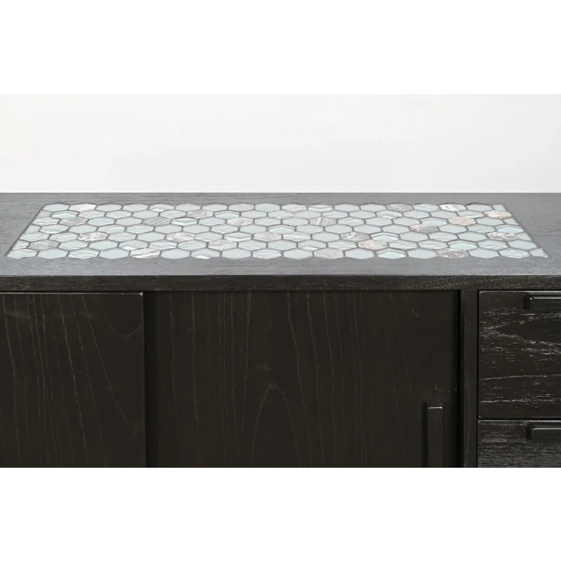GEOVANNI Buffet w/ Tile Insert on Top w/  Drop Leaves on End