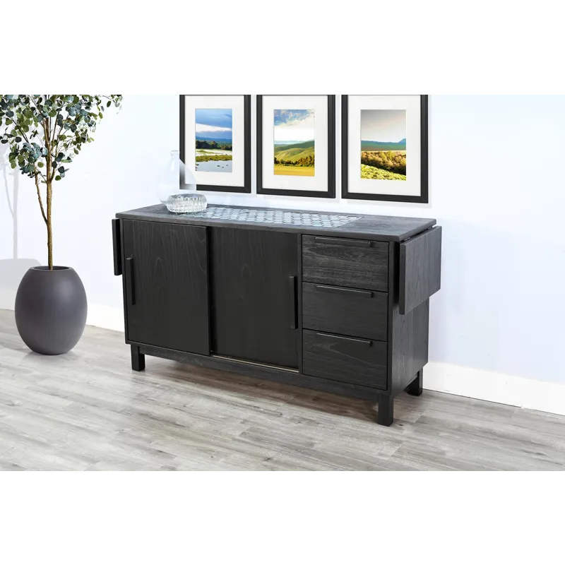 GEOVANNI Buffet w/ Tile Insert on Top w/  Drop Leaves on End