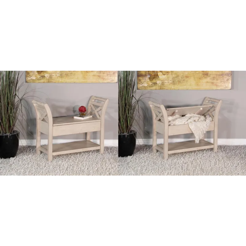 Accent Bench w/ Storage, Wood Seat