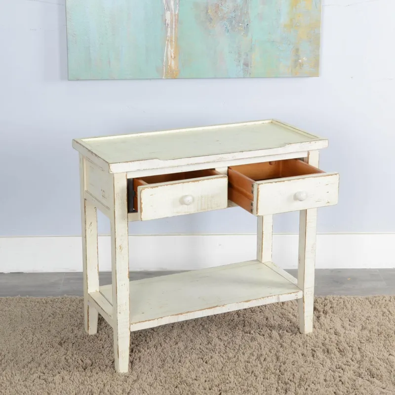 MARINA White Sand Side Table