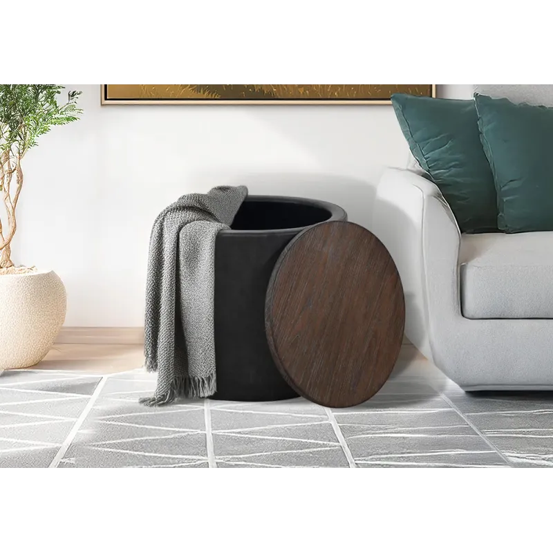 Malibu Pouf Accent Table/Stool w/Storage