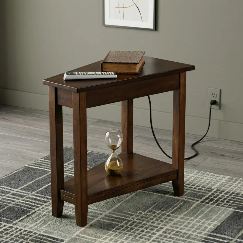 Chair Side Table W/ Power Strip