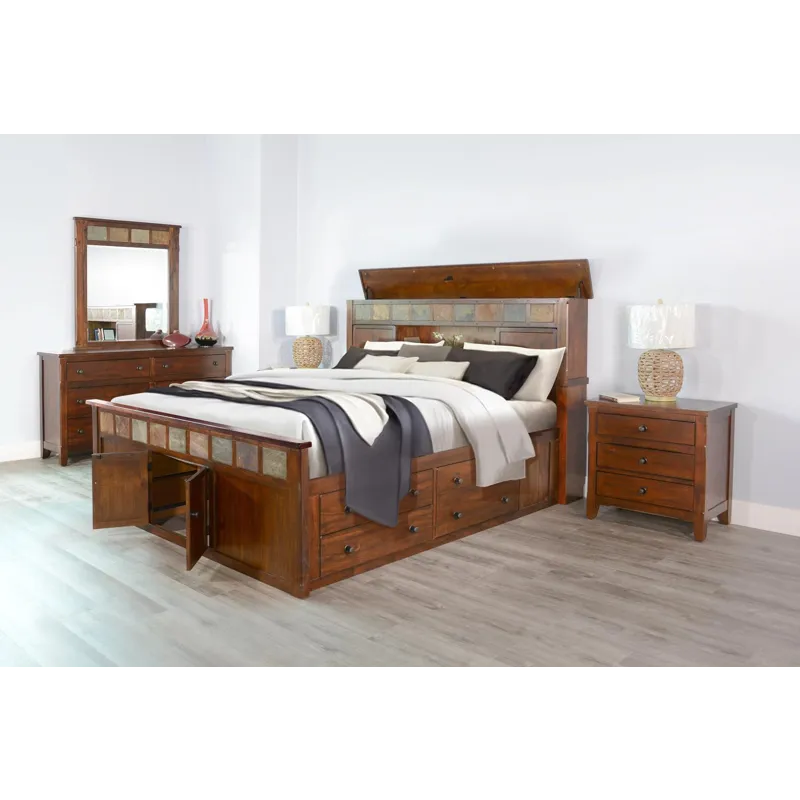 SANTA FE Queen Storage Bed w/ Slate