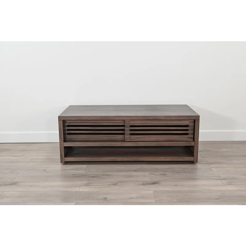 Coffee Table w/ Sliding Doors & Casters