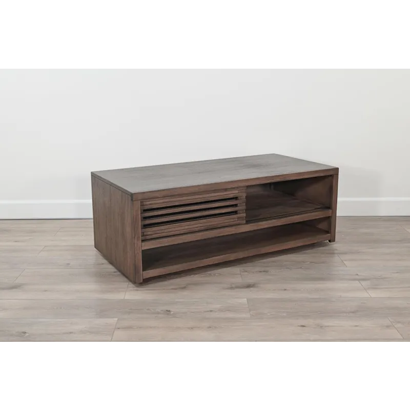 Coffee Table w/ Sliding Doors & Casters