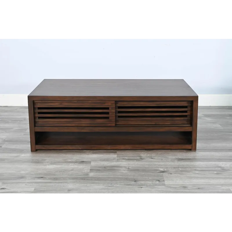 AMERICANA Coffee Table w/ Sliding Doors & Casters