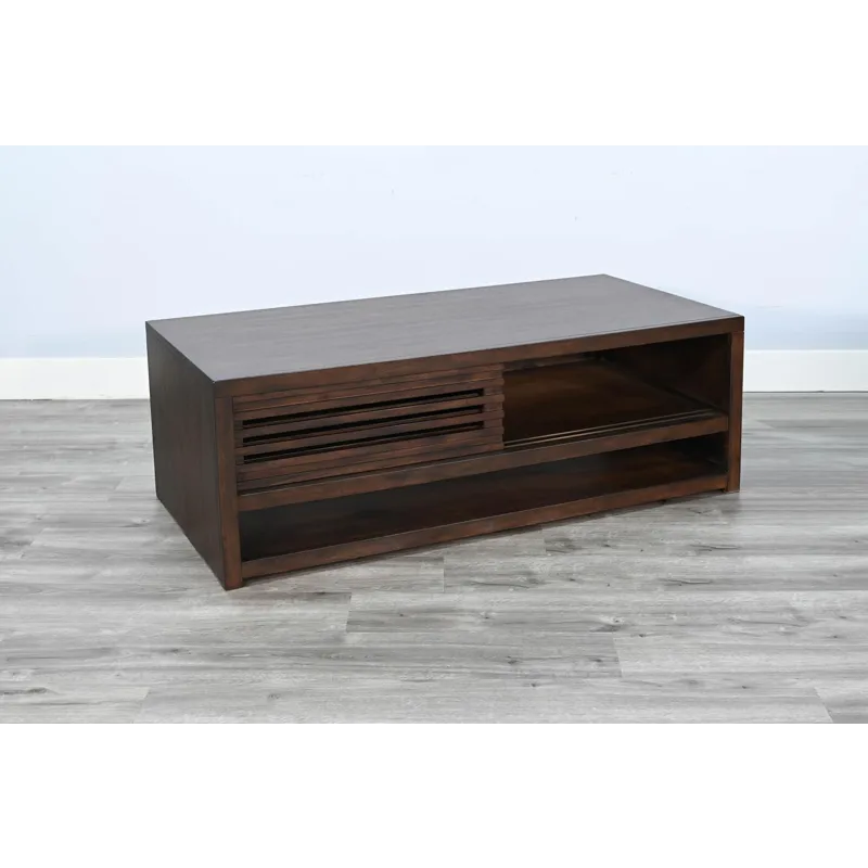 AMERICANA Coffee Table w/ Sliding Doors & Casters