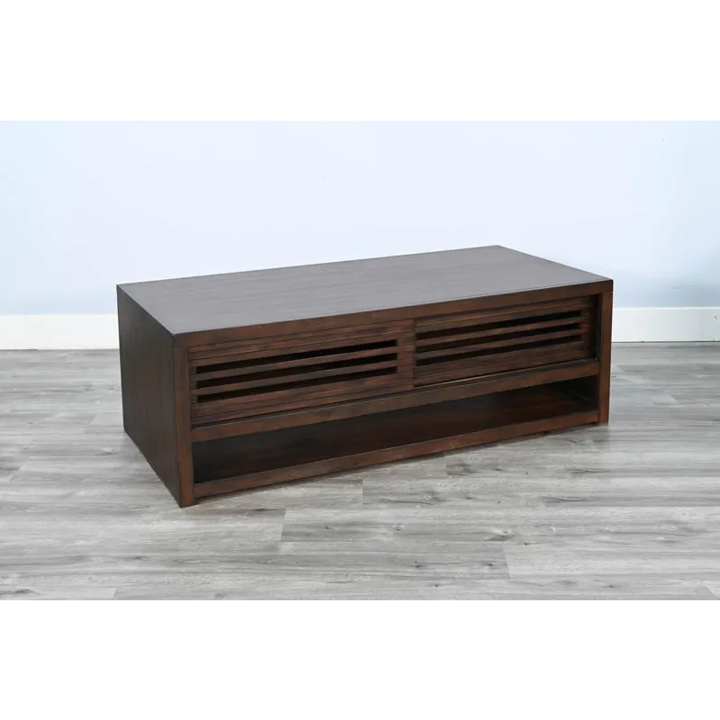 AMERICANA Coffee Table w/ Sliding Doors & Casters