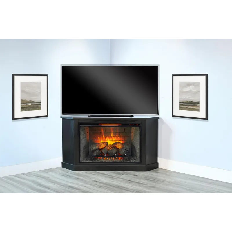 Corner Media Console w/33" Fireplace Insert Option