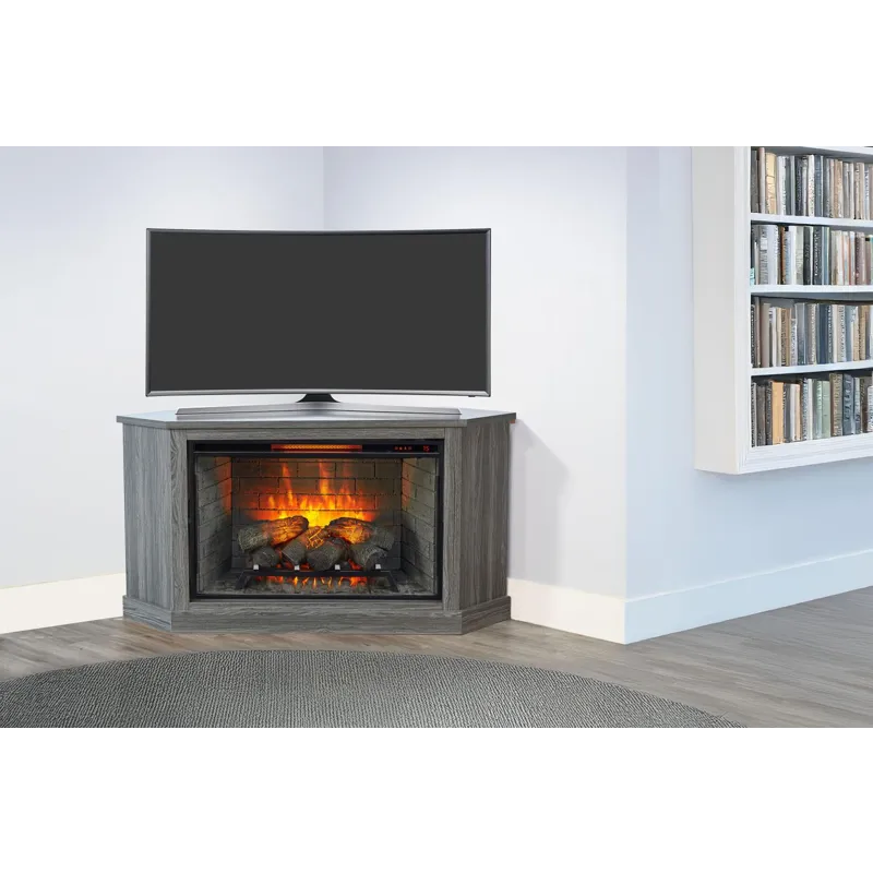 Corner Media Console w/33" Fireplace Insert Option