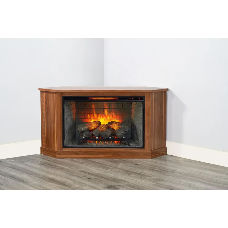 Corner Media Console w/33" Fireplace Insert Option