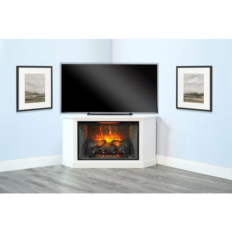 Corner Media Console w/33" Fireplace Insert Option