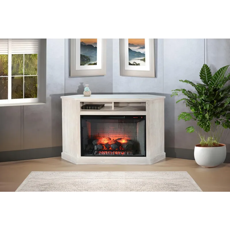 Corner Media Cabinet w/ 33" Fireplace Insert Option