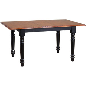 Selections 48-60" Rectangular Extendable Butterfly Leaf Dining Table in Distressed Antique Black w/Cherry