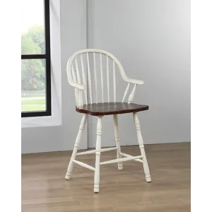 Andrews Windsor Arm Stools Antique White &amp; Chestnut