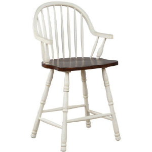 Andrews Windsor Arm Stools Antique White & Chestnut