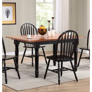 Selections 48-60" Rectangular Extendable Butterfly Leaf Dining Table in Distressed Antique Black w/Cherry