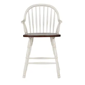 Andrews Windsor Arm Stools Antique White &amp; Chestnut