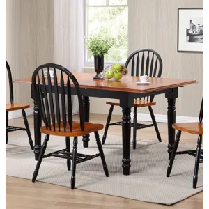 Selections 48-60" Rectangular Extendable Butterfly Leaf Dining Table in Distressed Antique Black w/Cherry