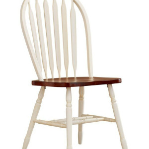 Andrews Arrowback Dining Chairs &ndash; Antique White & Chestnut (38&Prime;)