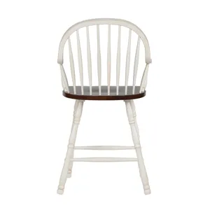 Andrews Windsor Arm Stools Antique White &amp; Chestnut