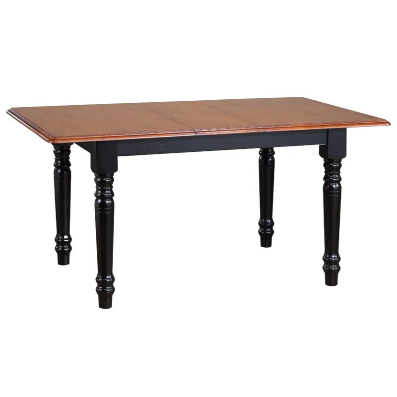 Selections 48-60" Rectangular Extendable Butterfly Leaf Dining Table in Distressed Antique Black w/Cherry