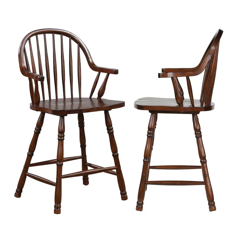 Andrews 24&rdquo; Windsor Arm Stool in Chestnut